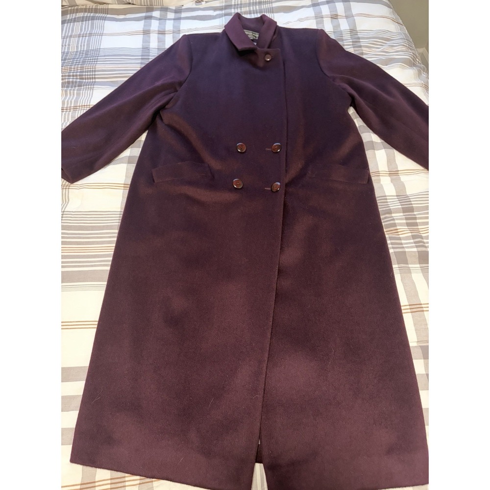 Vtg Kristen Blake Bordeaux 100% Wool Maxi Coat Sz 16 USA Old Money Quiet Luxury - Picture 7 of 16